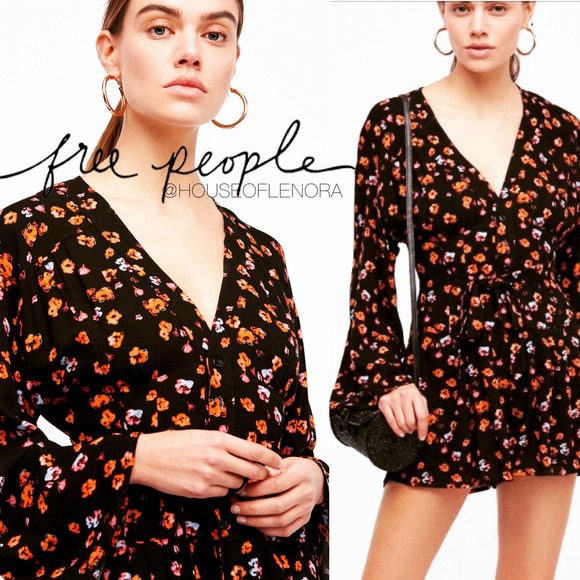 Free People Dresses & Skirts - NWT Free People L'amour Floral Romper in Black - C0388